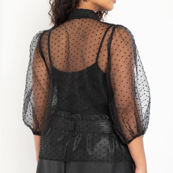 Eloquii Swiss dot organza top black sz 16 - Picture 3 of 8